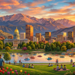 Vibrant panoramic view of Denver's top parks at golden hour sunset